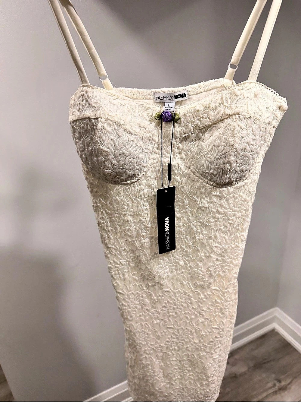 Fashion Nova Lace Mini Dress White